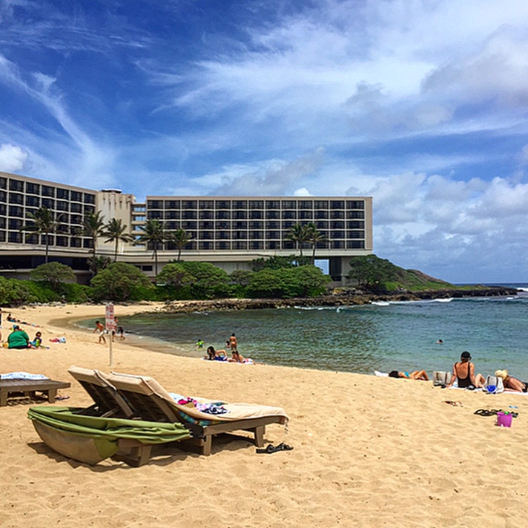 Turtle Hotel building in Kahuku, along with its Kuilima Cove, a fantastic North Shore snorkeling spot and a large draw when considering where to stay on Oahu