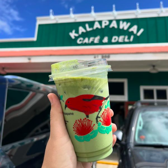 Within the dark green wooden walls of Kalapawai Cafe & Deli, you'll find a hidden coffee nook serving up all sorts of delicious coffee drinks -- including an iced matcha latte that matches the building's exterior quite nicely.